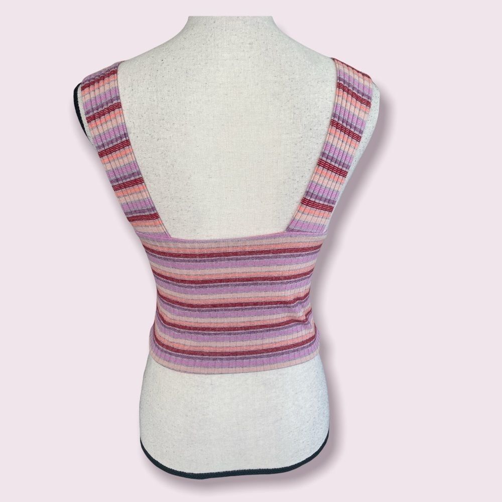 American Eagle 90’s Ribbed Multicolor Crop Top - Picture 2 of 5